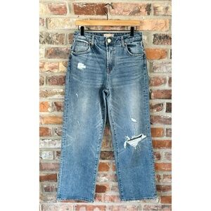 Kut from the Kloth Distressed Blue High-Rise Straight Jeans
